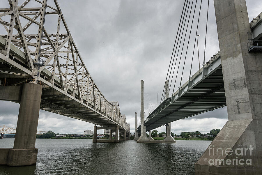 Stormy Louisville Bridges Over The Ohio River - Kentucky - Photographer 